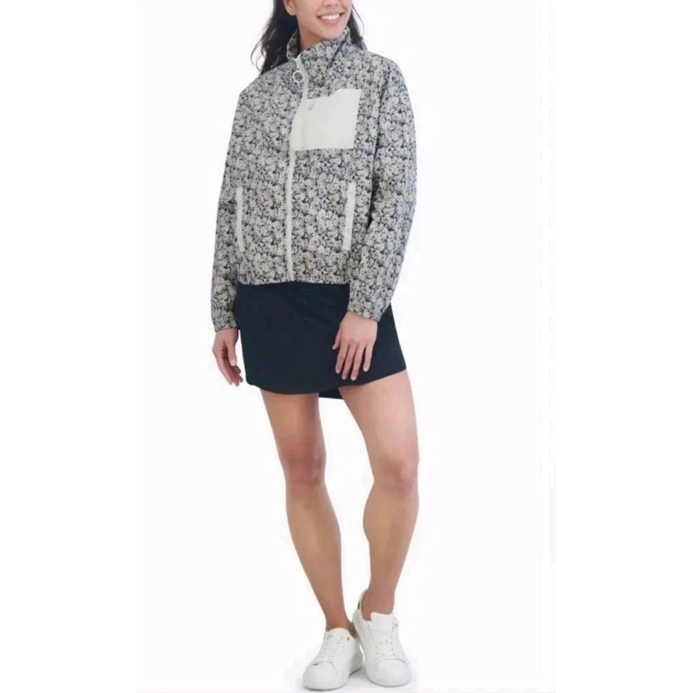 SAGE Womens Floral Colorblock Rainmaker Water Resistant Woven‎ Jacket Size M